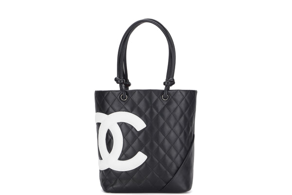 CHANEL CAMBON PM TOTE (976xxxx) BLACK CALF LEATHER, WIDTH 20CM, WITH DUST COVER AND CARD, NO BOX