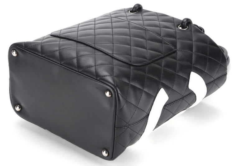 CHANEL CAMBON PM TOTE (976xxxx) BLACK CALF LEATHER, WIDTH 20CM, WITH DUST COVER AND CARD, NO BOX