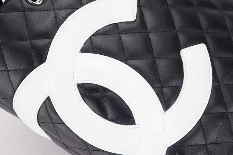 CHANEL CAMBON PM TOTE (976xxxx) BLACK CALF LEATHER, WIDTH 20CM, WITH DUST COVER AND CARD, NO BOX