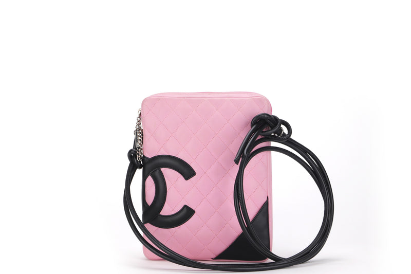 CHANEL CAMBON PINK CALF LEATHER SLING BAG (950xxxx) WIDTH 20CM, WITH CARD & BOX, NO DUST COVER
