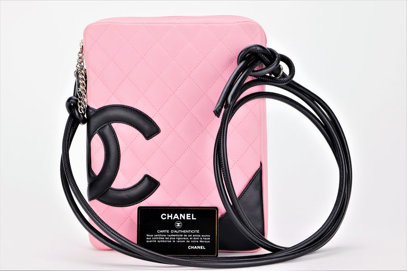 CHANEL CAMBON PINK CALF LEATHER SLING BAG (950xxxx) WIDTH 20CM, WITH CARD & BOX, NO DUST COVER