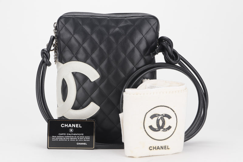 CHANEL CAMBON BLACK CALF LEATHER SLING BAG (1022xxxx) WIDTH 20CM, WITH CARD, DUST COVER & BOX