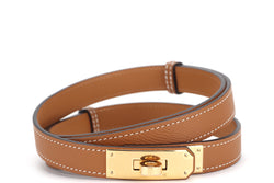 HERMES KELLY BELT ADJUSTABLE (STAMP B) GOLD EPSOM LEATHER GOLD HARDWARE, WITH DUST COVER & BOX