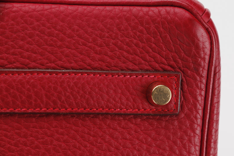 hermes birkin 35 (stamp g) rouge vermillon togo leather gold hardware, with  lock, keys, raincoat & dust cover