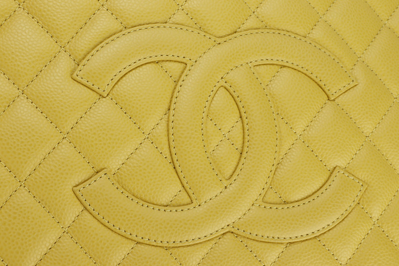 CHANEL GST (1318xxxx) YELLOW CAVIAR LEATHER SILVER HARDWARE, WITH CARD & DUST COVER