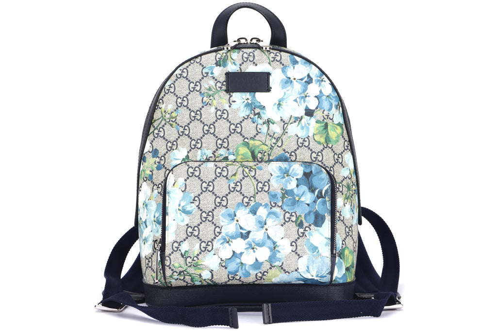 GUCCI Blooms Print GG Canvas Backpack Blue 406398