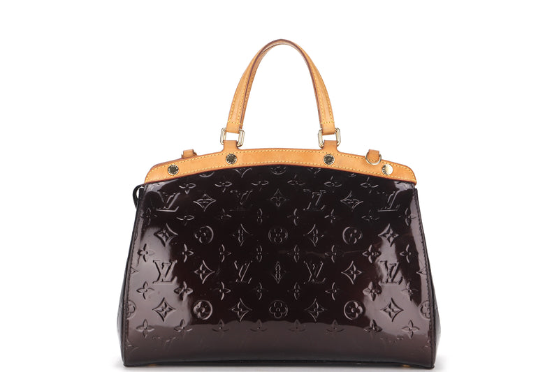 LOUIS VUITTON BREA M91455 (AA4114) MM AMARIANTE VERNIS LEATHER GOLD HARDWARE, WITH STRAP & DUST COVER