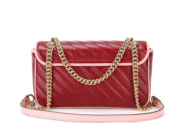 GUCCI 443497 525040 MAROON MARMONT PINK TRIM GOLD HARDWARE, WITH DUST COVER