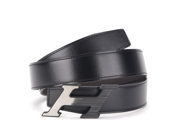 HERMES H SPEED BUCKLE 80CM REVERSIBLE BELT, BLACK & BROWN, WITH DUST COVER & BOX