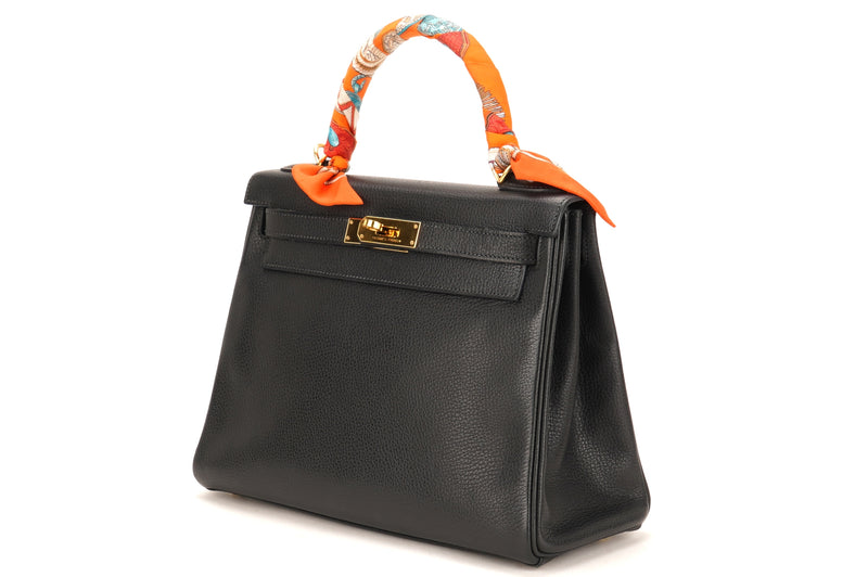 hermes kelly 28cm stamp j 2006 black buffalo leather gold