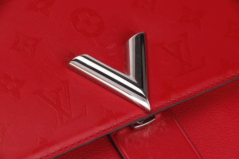 LOUIS VUITTON M51924 VERY ONE HANDLE BAG (AH1158) RED LEATHER SILVER HARDWARE, WITH STRAP & DUST COVER