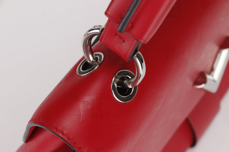 LOUIS VUITTON M51924 VERY ONE HANDLE BAG (AH1158) RED LEATHER SILVER HARDWARE, WITH STRAP & DUST COVER