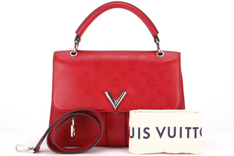 LOUIS VUITTON M51924 VERY ONE HANDLE BAG (AH1158) RED LEATHER SILVER HARDWARE, WITH STRAP & DUST COVER