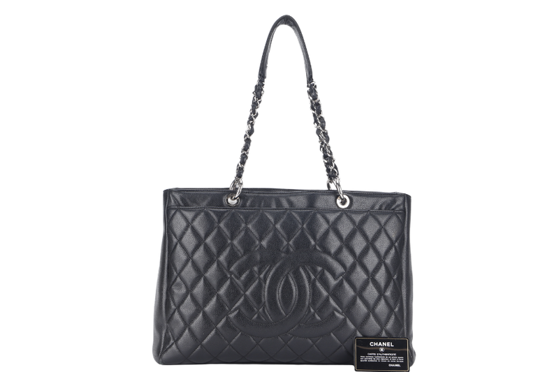 CHANEL GST (1359xxxx) BLACK CAVIAR LEATHER SILVER HARDWARE NO DUST COVER NO BOX