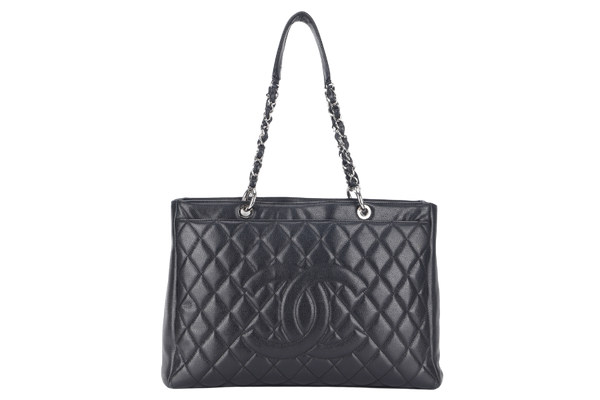 CHANEL GST (1359xxxx) BLACK CAVIAR LEATHER SILVER HARDWARE NO DUST COVER NO BOX