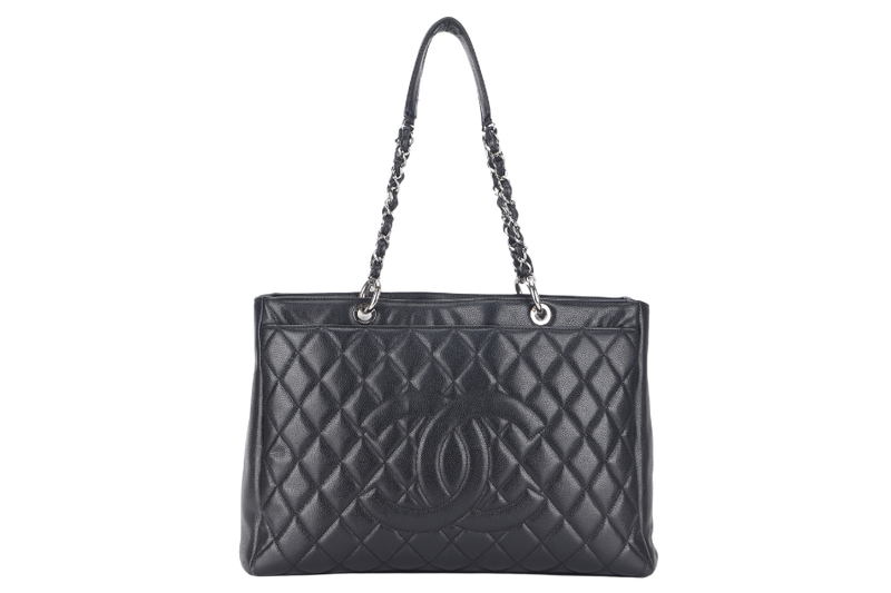 CHANEL GST (1359xxxx) BLACK CAVIAR LEATHER SILVER HARDWARE NO DUST COVER NO BOX