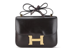 HERMES VINTAGE CONSTANCE 23 (STAMP Z (1970)) DARK BROWN BOX LEATHER GOLD HARDWARE, WITH DUST COVER