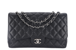 CHANEL CLASSIC JUMBO (1317xxxx ) BLACK CAVIAR SILVER HARDWARE WITH CARD AND DUST COVER