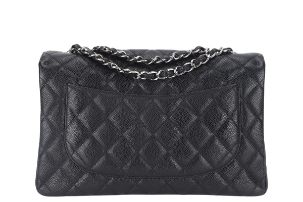 CHANEL CLASSIC JUMBO (1317xxxx ) BLACK CAVIAR SILVER HARDWARE WITH CARD AND DUST COVER