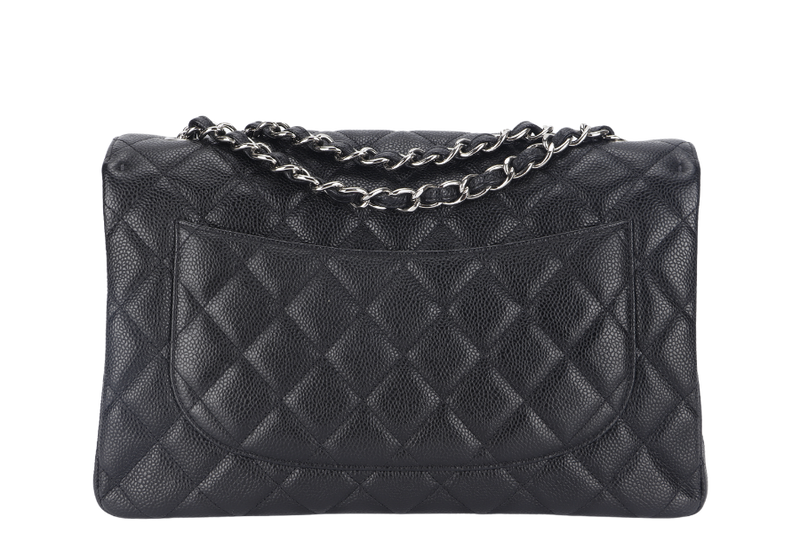 CHANEL CLASSIC JUMBO (1317xxxx ) BLACK CAVIAR SILVER HARDWARE WITH CARD AND DUST COVER