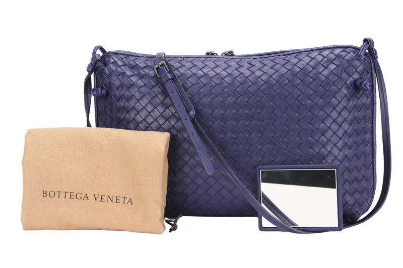 BOTTEGA VENETA DARK PURPLE NODINI INTRECCIATO SHOULDER BAG (B04226393T), WITH MIRROR & DUST COVER