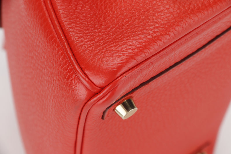 HERMES BIRKIN 25 (STAMP Q) CAPUCINES CLEMENCE LEATHER GOLD HARDWARE, WITH KEYS, LOCK & DUST COVER