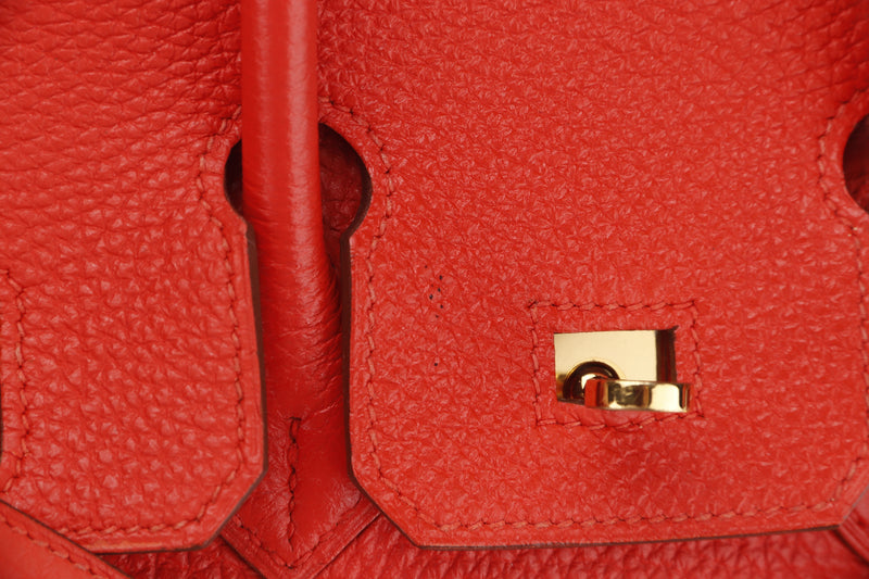HERMES BIRKIN 25 (STAMP Q) CAPUCINES CLEMENCE LEATHER GOLD HARDWARE, WITH KEYS, LOCK & DUST COVER