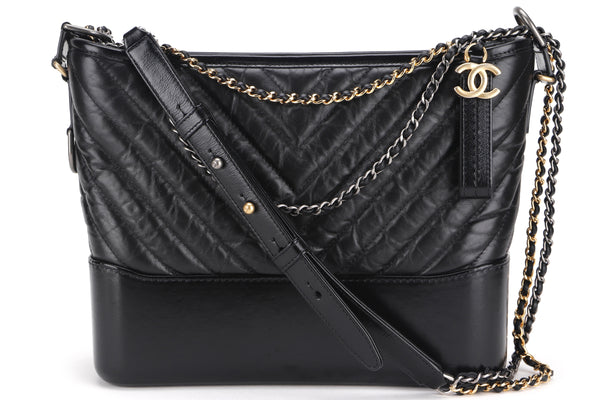 CHANEL GABRIELLE HOBO (2936xxxx) LARGE BLACK CALFSKIN, WITH CARD, DUST COVER & BOX