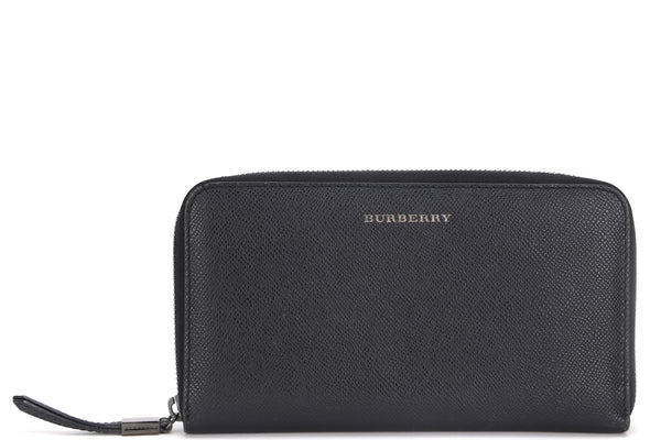 BURBERRY RENFREW LONG ZIP AROUND WALLET CALF GRAIN LEATHER, WITH BOX, NO DUST COVER