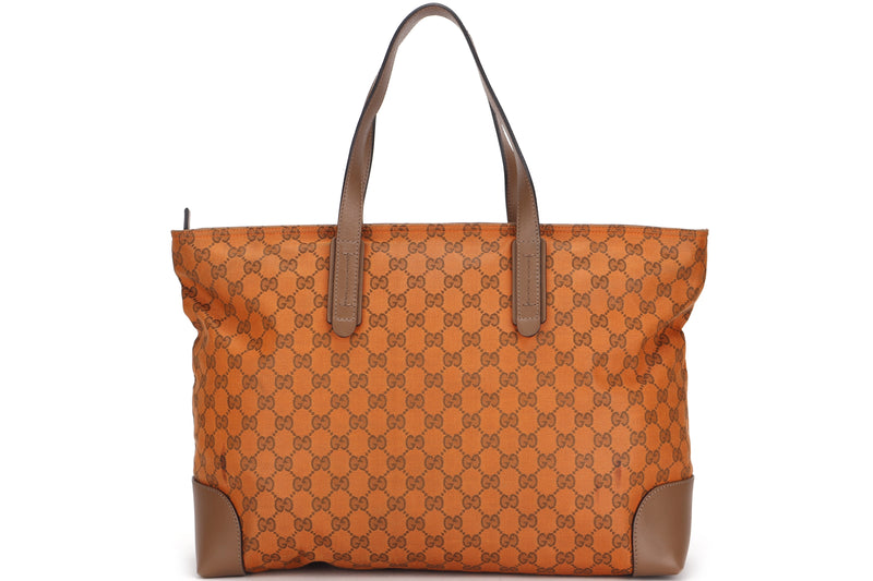 GUCCI 308928 204990 ORANGE GG IMPRINT ZIPPY TOTE, WITH DUST COVER