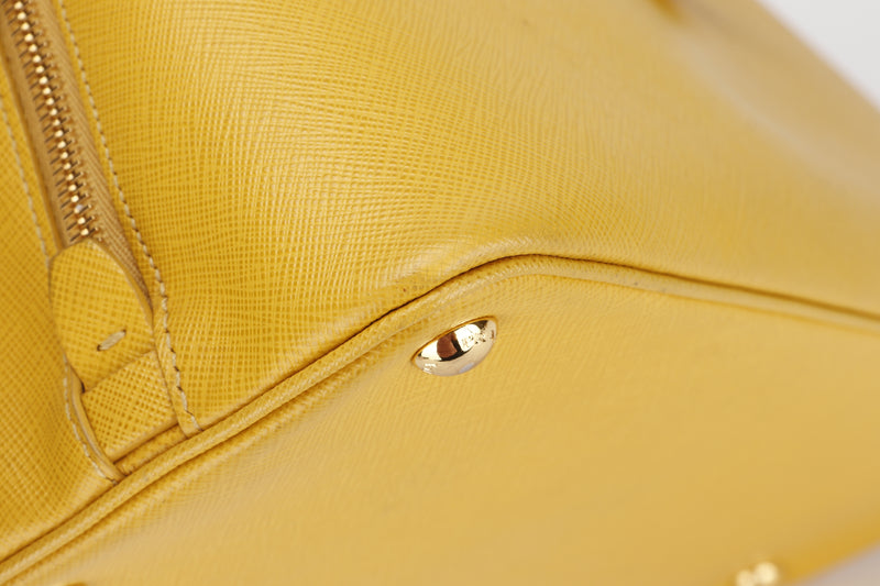 PRADA BL0837 PROMANADE BAG MEDIUM YELLOW SAFFIANO LEATHER GOLD HARDWARE, WITH CARD & DUST COVER, NO STRAP