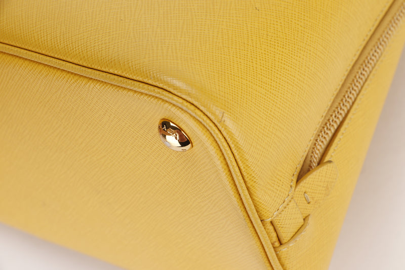 PRADA BL0837 PROMANADE BAG MEDIUM YELLOW SAFFIANO LEATHER GOLD HARDWARE, WITH CARD & DUST COVER, NO STRAP