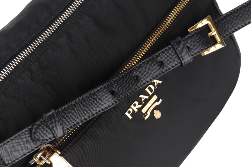 PRADA TESSUTO BLACK NYLON FRONT ZIPPY POCKET SLING BAG WITH STRAP, NO CARD & DUST COVER