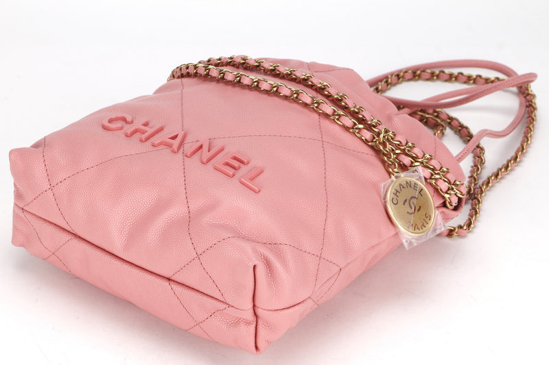 CHANEL 22 MINI (N89Pxxxx) SOFT PINK CAVIAR LEATHER GOLD HARDWARE, WITH DUST COVER & BOX