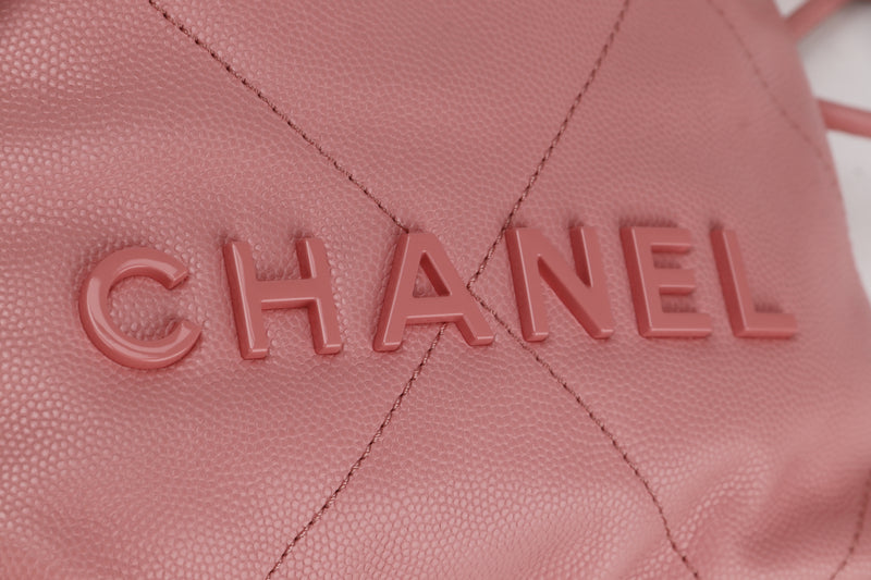 CHANEL 22 MINI (N89Pxxxx) SOFT PINK CAVIAR LEATHER GOLD HARDWARE, WITH DUST COVER & BOX