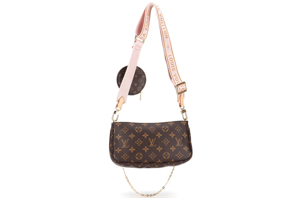 LOUIS VUITTON M44840 MULTI POCHETTE ACCESSORIES ROSE PINK STRAP, WITH DUST COVER