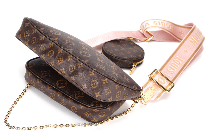 LOUIS VUITTON M44840 MULTI POCHETTE ACCESSORIES ROSE PINK STRAP, WITH DUST COVER