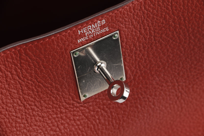 HERMES SHOULDER KELLY FRINGE (STAMP M) CLEMENCE LEATHER SILVER HARDWARE, WITH KEYS, LOCK & DUST COVER