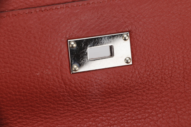 HERMES SHOULDER KELLY FRINGE (STAMP M) CLEMENCE LEATHER SILVER HARDWARE, WITH KEYS, LOCK & DUST COVER