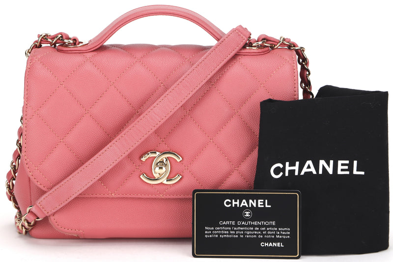 CHANEL BUSINESS AFFINITY (2842xxxx) MEDIUM CORAL PINK CAVIAR GOLD HARDWARE, WITH CARD & DUST COVER