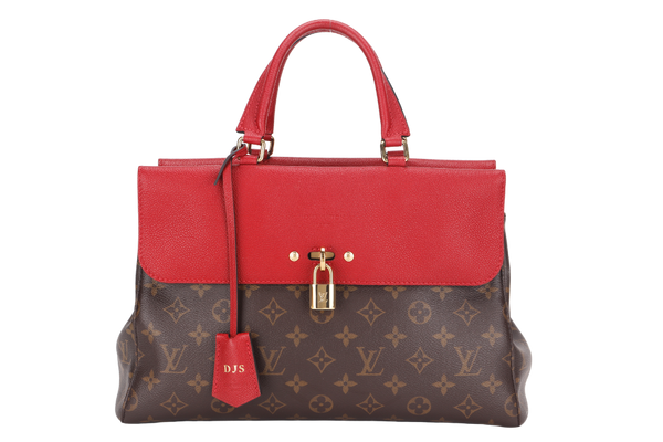 LOUIS VUITTON VENUS HANDBAG (M41738)RED LEATHER & MONOGRAM CANVAS GOLD HARDWARE, WITH STRAP, KEYS, LOCK & DUST COVER