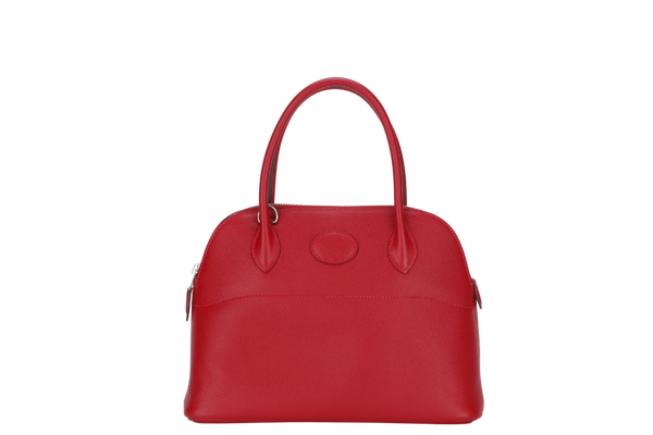 HERMES BOLIDE 27 ROUGE CASAQUE EPSOM LEATHER (STAMP T) WITH STRAP, CARE CARD & DUST COVER