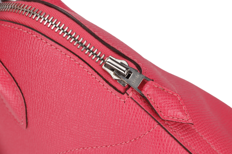 HERMES BOLIDE 27 (STAMP T) BUBBLEGUM PINK EPSOM LEATHER WITH STRAP, CARE CARD & DUST COVER