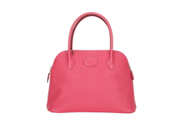 HERMES BOLIDE 27 (STAMP T) BUBBLEGUM PINK EPSOM LEATHER WITH STRAP, CARE CARD & DUST COVER