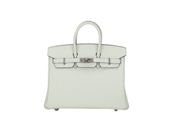 HERMES BIRKIN 25 (STAMP B) VERT FIZZ SWIFT LEATHER SILVER HARDWARE WITH KEYS&LOCK, DUST COVER & BOX