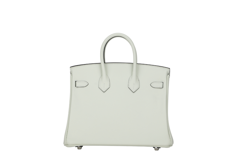 HERMES BIRKIN 25 (STAMP B) VERT FIZZ SWIFT LEATHER SILVER HARDWARE WITH KEYS&LOCK, DUST COVER & BOX