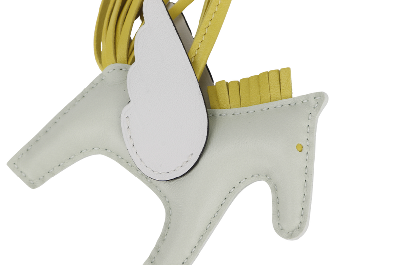 HERMES PEGASE RODEO PM VERT FIZZ, WHITE, YELLOW, WITH BOX