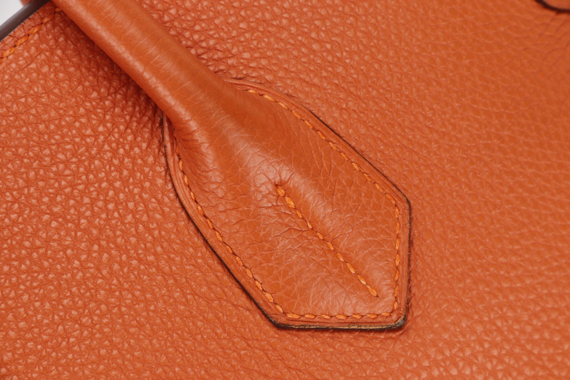 HERMES BIRKIN 45 SHOULDER BAG [STAMP P SQUARE (YEAR 2012)] ORANGE TAURILLON CLEMENCE LEATHER PALLADIUM HARDWARE, WITH KEYS, LOCK, RAINCOAT & DUST COVER