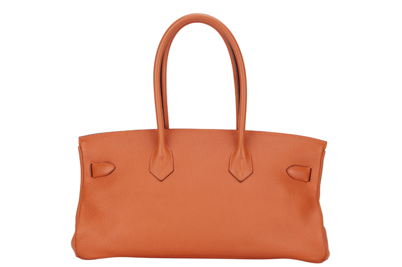 HERMES BIRKIN 45 SHOULDER BAG [STAMP P SQUARE (YEAR 2012)] ORANGE TAURILLON CLEMENCE LEATHER PALLADIUM HARDWARE, WITH KEYS, LOCK, RAINCOAT & DUST COVER