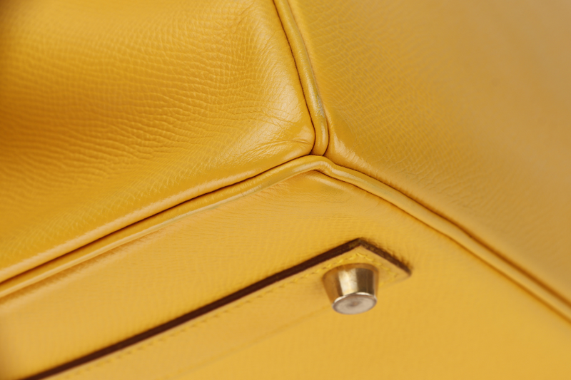 HERMES BIRKIN 35 (STAMP Z CIRCLE) YELLOW MUSTARD COURCHEVAL LEATHER GOLD HARDWARE WITH KEYS&LOCK, RAINCOAT & DUST COVER